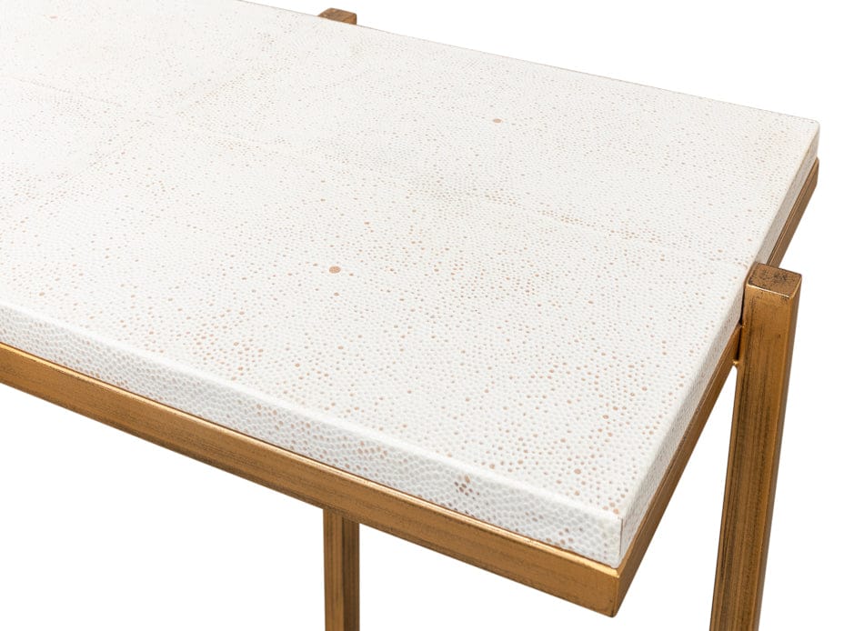 Sarreid Ltd - Shagreen Console Table, Osprey White - 53566-4 view 3