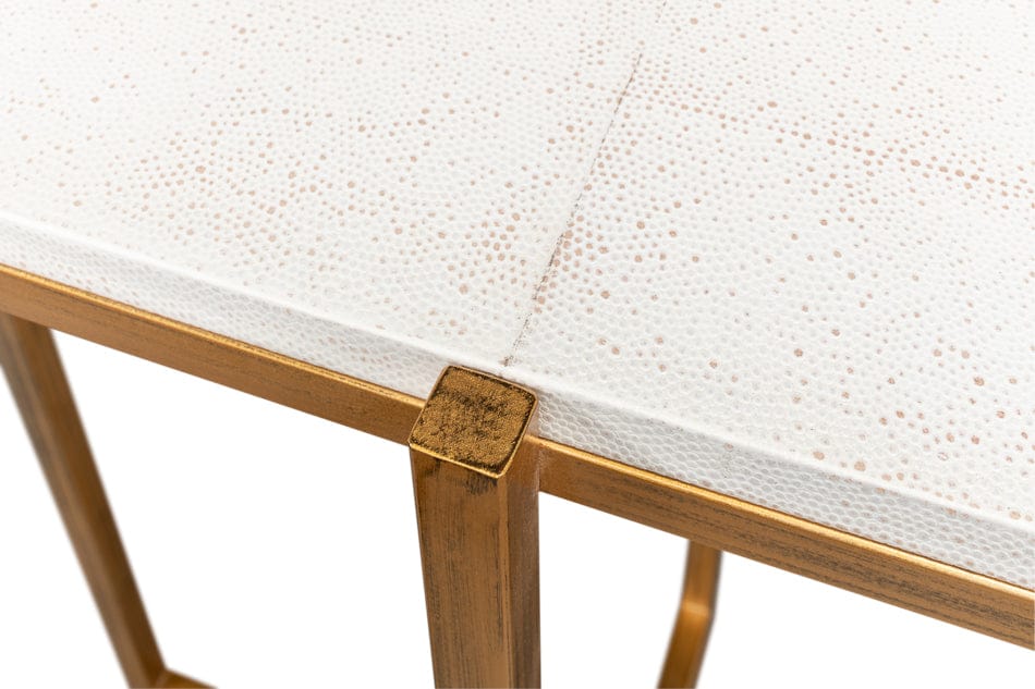 Sarreid Ltd - Shagreen Console Table, Osprey White - 53566-4 view 4