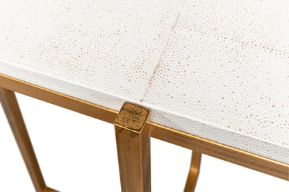 Sarreid Ltd - Shagreen Console Table, Osprey White - 53566-4 view 4