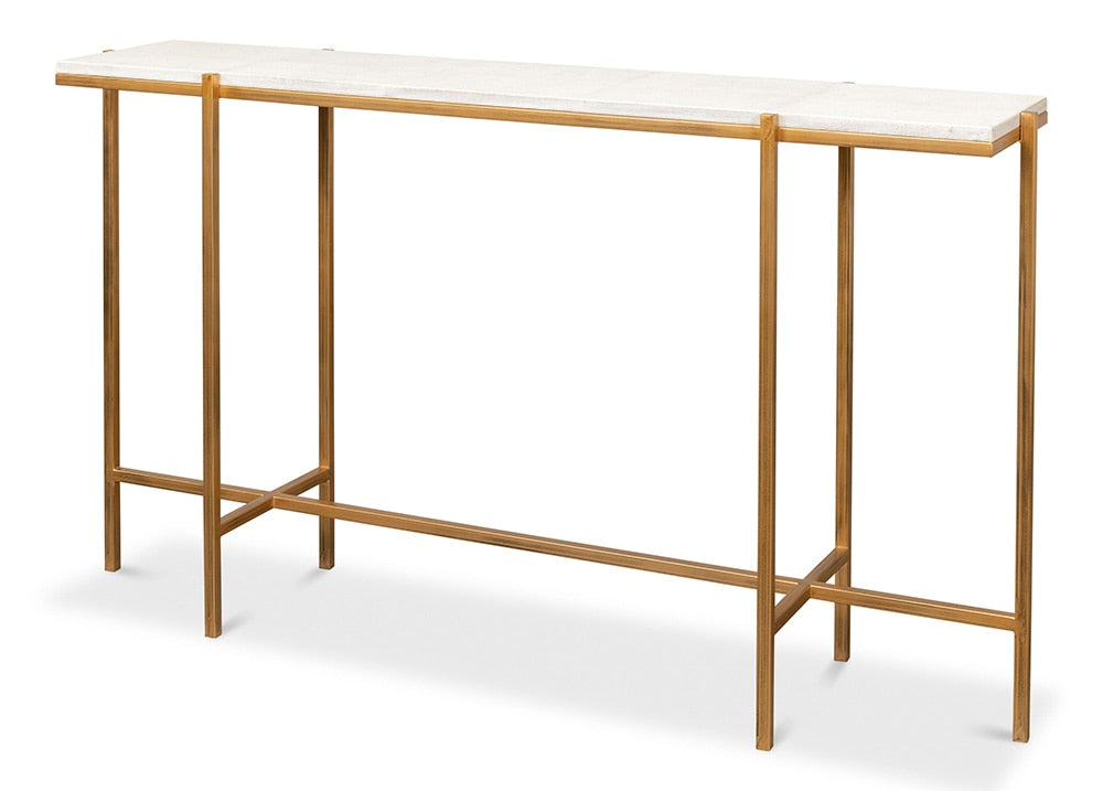 Sarreid Ltd - Shagreen Console Table, Osprey White - 53566-4 view 1
