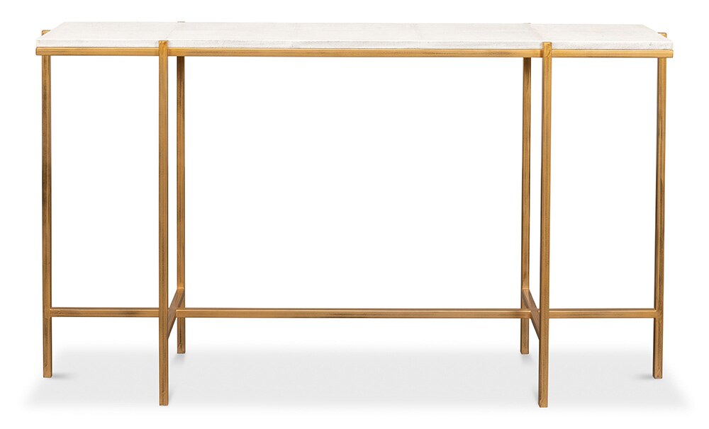 Sarreid Ltd - Shagreen Console Table, Osprey White - 53566-4 view 2