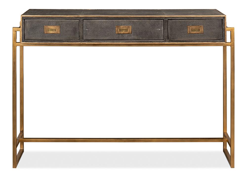 Sarreid Ltd - Shagreen Gold & Gray Console - 52982 veiw 2