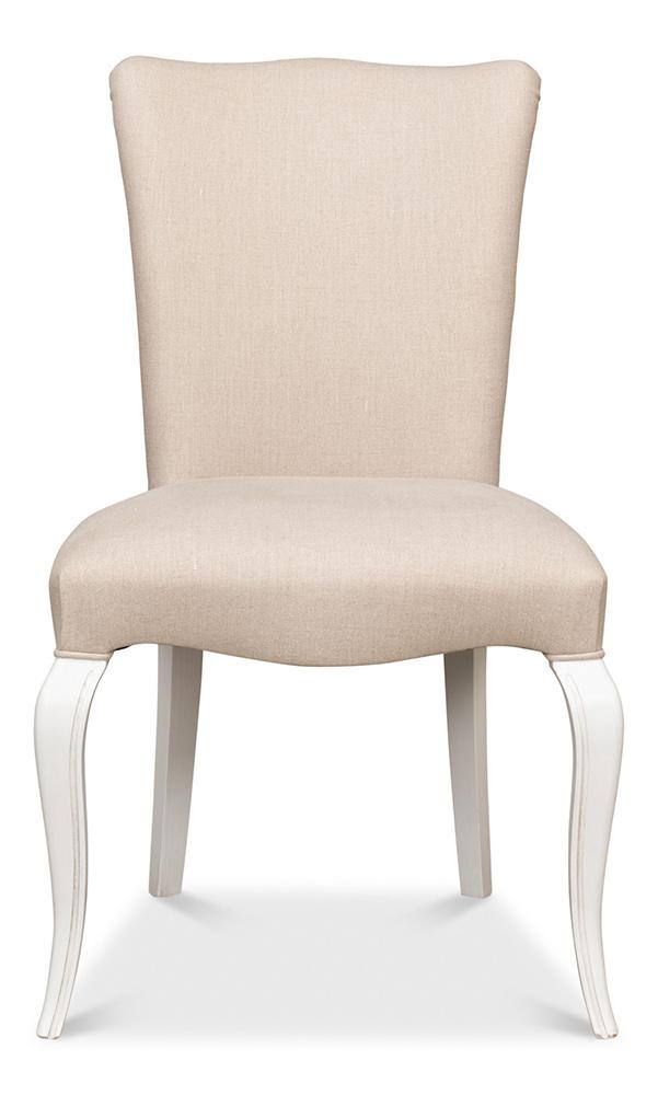 Sarreid Ltd - Sidechair, Cortina White W/ Linen Flax - U230-08F01 veiw 2