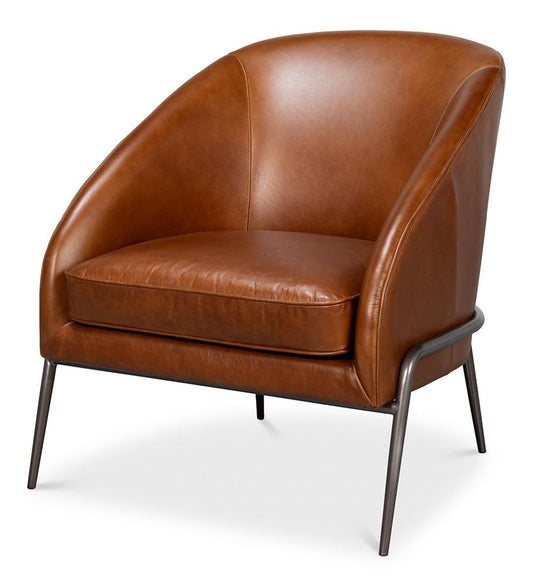 Sarreid Ltd - Simmons Leather Chair, Havana Brown - 54260 veiw 1