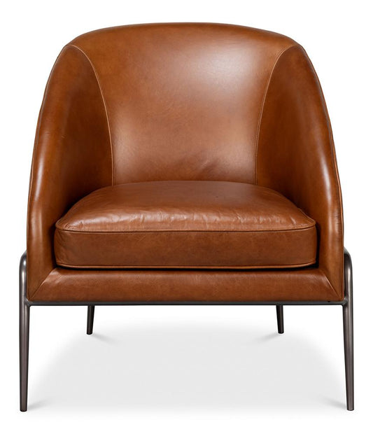 Sarreid Ltd - Simmons Leather Chair, Havana Brown - 54260 veiw 2