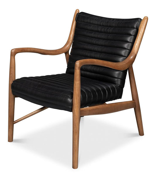 Sarreid Ltd - Singletary Leather Chair, Onyx Black - 54071 veiw 1