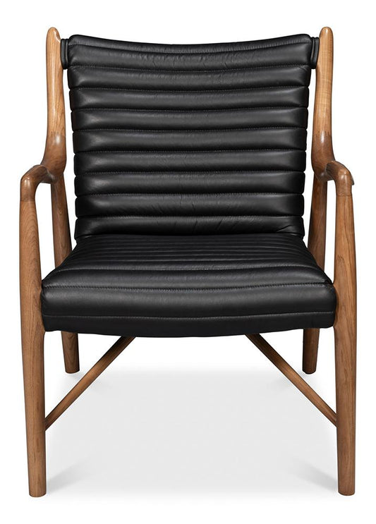 Sarreid Ltd - Singletary Leather Chair, Onyx Black - 54071 veiw 2