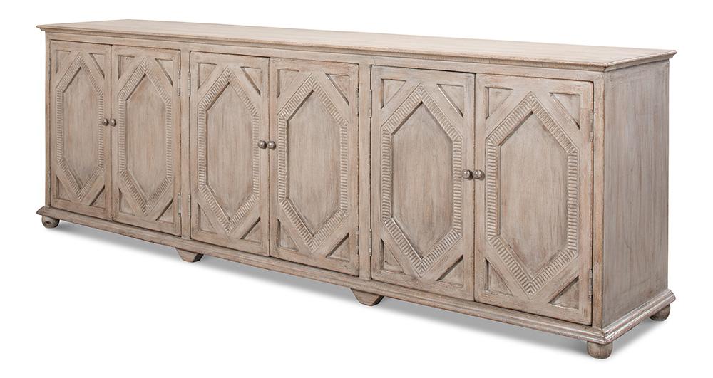 Sarreid Ltd - Six Diamonds Sideboard, French Grey - 40763 veiw 1
