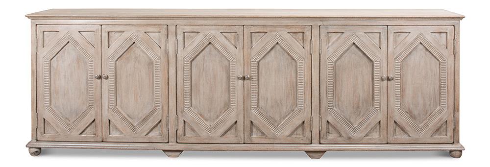 Sarreid Ltd - Six Diamonds Sideboard, French Grey - 40763 veiw 2