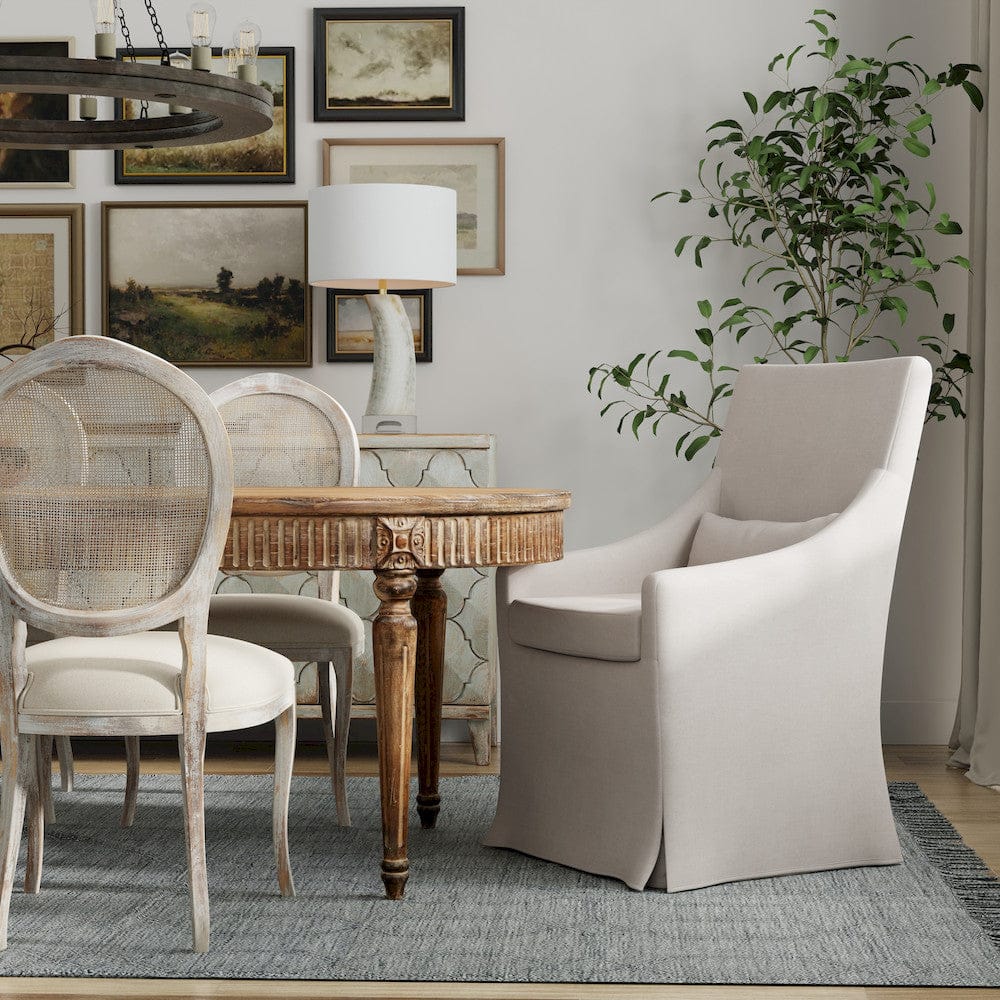 Sarreid Ltd - Skirted Arm Chair in Beige - 30689 view 8