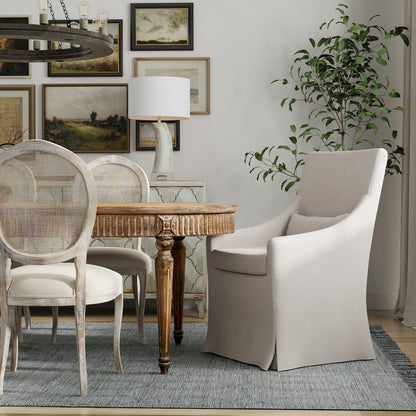 Sarreid Ltd - Skirted Arm Chair in Beige - 30689 view 8