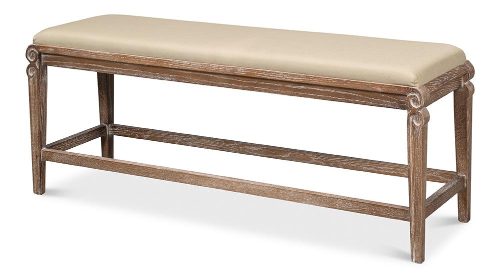 Sarreid Ltd - Smith Building Parlor Bench - Beige - 27183 veiw 1