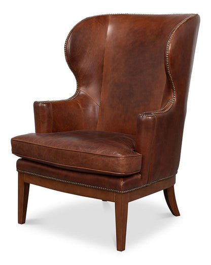 Sarreid Ltd - Smithfield Wing Chair, Newark Brown - 54264 veiw 1