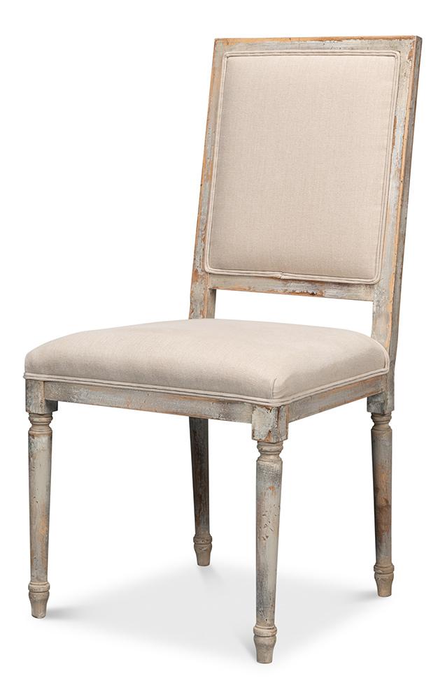 Sarreid Ltd - Square Back Side Chair,Grey Oak,Flax (Set of 2) - U020-06F01 veiw 1