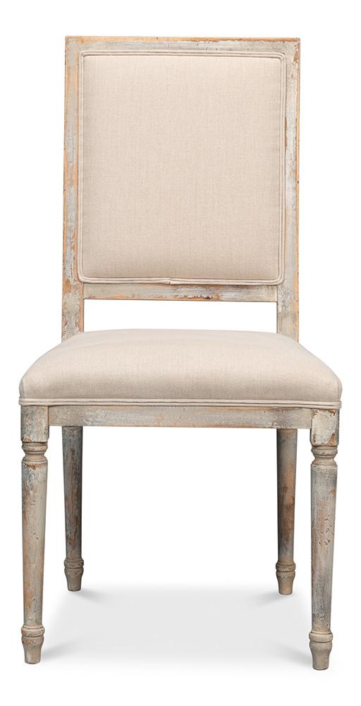 Sarreid Ltd - Square Back Side Chair,Grey Oak,Flax (Set of 2) - U020-06F01 veiw 2