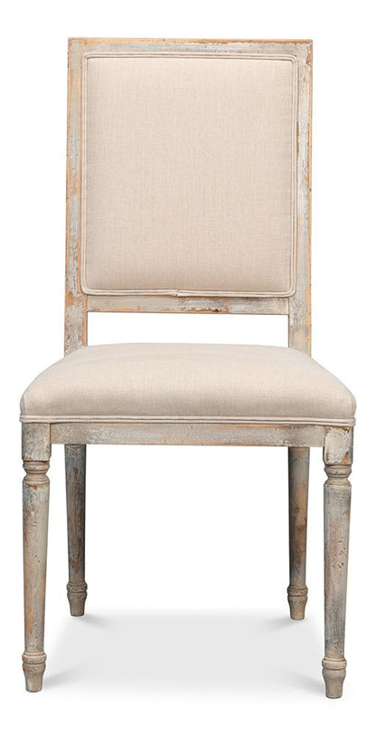Sarreid Ltd - Square Back Side Chair,Grey Oak,Flax (Set of 2) - U020-06F01 veiw 2