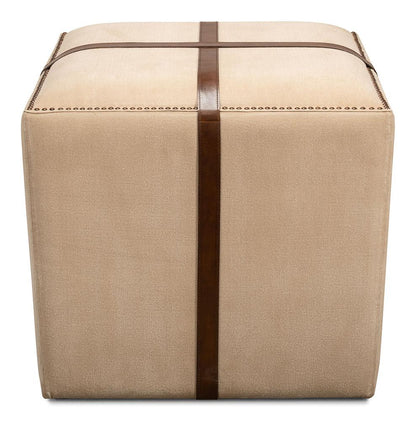 Sarreid Ltd - Strap Canvas & Leather Stool - Beige - 29371 veiw 2