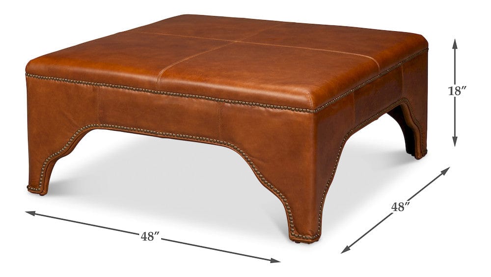 Sarreid Ltd - Streetman Cocktail Ottoman, Havana Brown in Brown - 54266-HB view 12