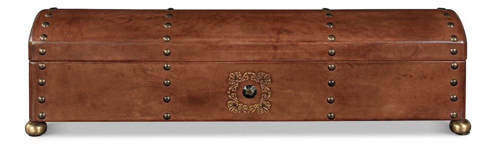 Sarreid Ltd - Telescope Leather Box W/Tacks in Brown - 11446 view 2