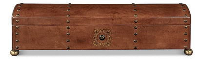 Sarreid Ltd - Telescope Leather Box W/Tacks in Brown - 11446 view 2