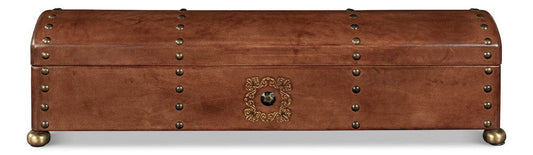 Sarreid Ltd - Telescope Leather Box W/Tacks in Brown - 11446 view 2