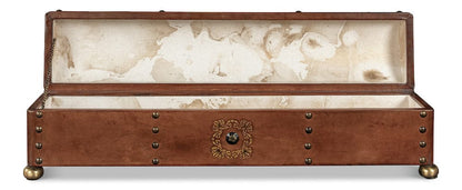 Sarreid Ltd - Telescope Leather Box W/Tacks in Brown - 11446 view 3