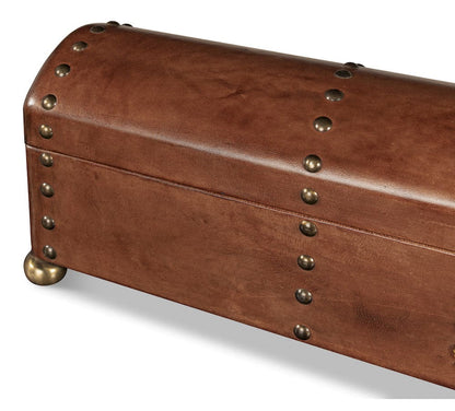 Sarreid Ltd - Telescope Leather Box W/Tacks in Brown - 11446 view 5