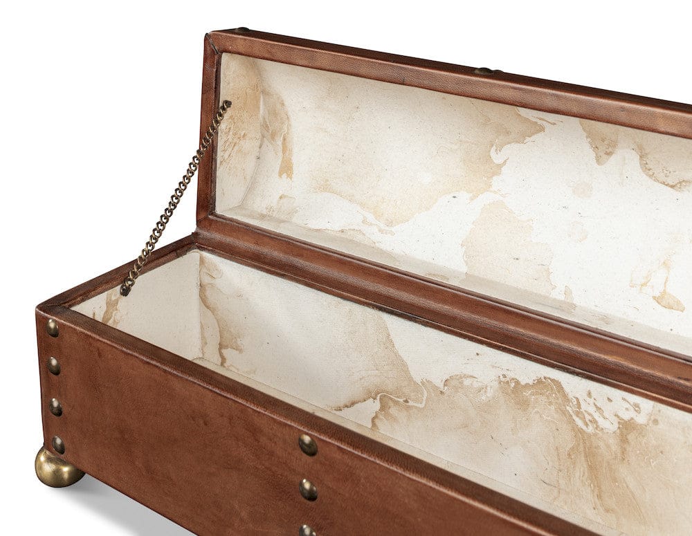 Sarreid Ltd - Telescope Leather Box W/Tacks in Brown - 11446 view 6