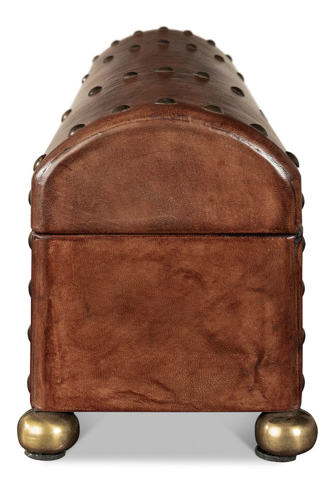 Sarreid Ltd - Telescope Leather Box W/Tacks in Brown - 11446 view 9