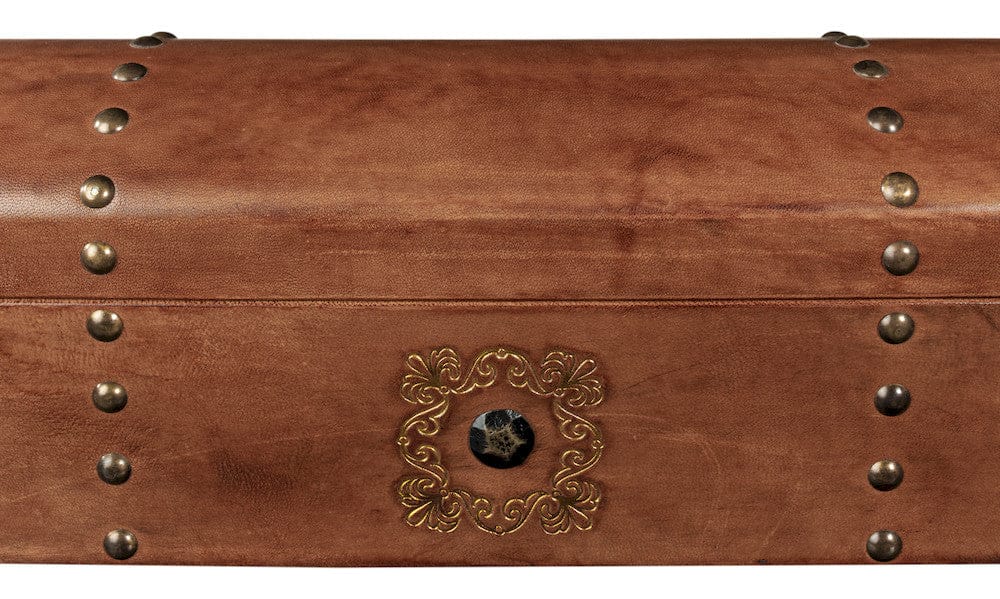 Sarreid Ltd - Telescope Leather Box W/Tacks in Brown - 11446 view 10