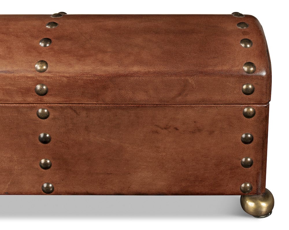Sarreid Ltd - Telescope Leather Box W/Tacks in Brown - 11446 view 11