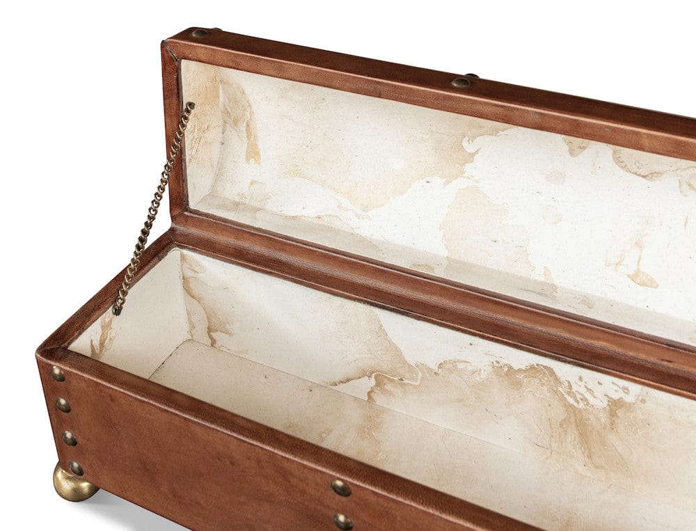 Sarreid Ltd - Telescope Leather Box W/Tacks in Brown - 11446 view 12