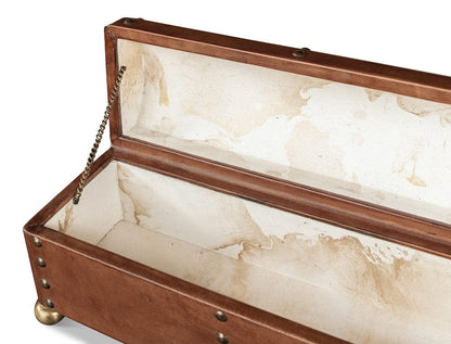 Sarreid Ltd - Telescope Leather Box W/Tacks in Brown - 11446 view 12