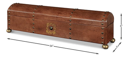 Sarreid Ltd - Telescope Leather Box W/Tacks in Brown - 11446 view 14