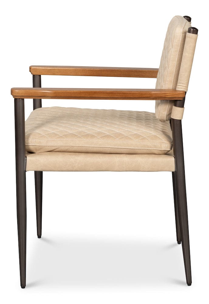 Sarreid Ltd - The Harley Chair, Cappuccino White Lthr in White - 30621-CAP view 3