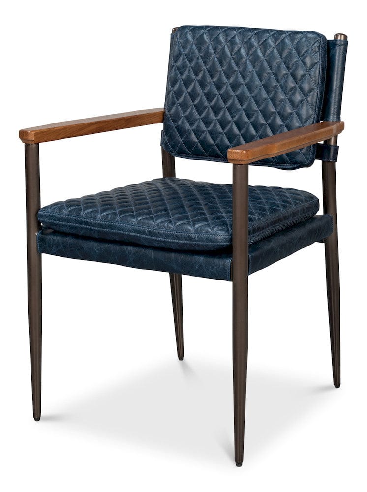 Sarreid Ltd - The Harley Chair, Chateau Blue Leather in Blue - 30621-CTB view 1