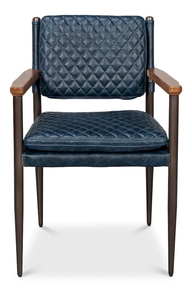 Sarreid Ltd - The Harley Chair, Chateau Blue Leather in Blue - 30621-CTB view 2