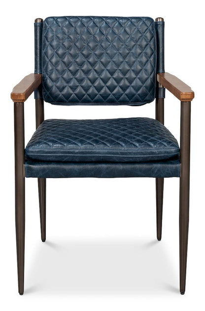 Sarreid Ltd - The Harley Chair, Chateau Blue Leather in Blue - 30621-CTB view 2