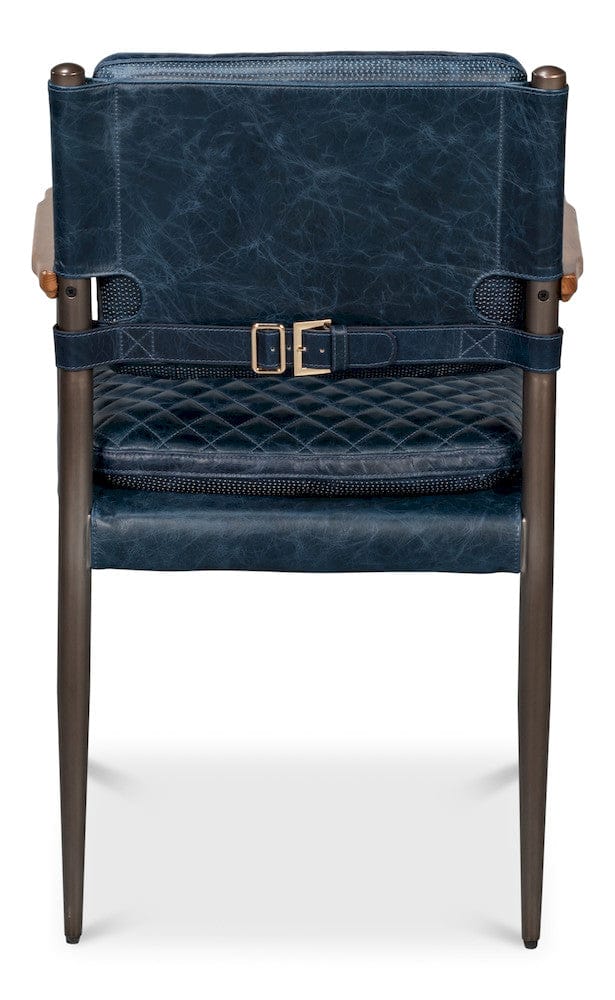 Sarreid Ltd - The Harley Chair, Chateau Blue Leather in Blue - 30621-CTB view 4