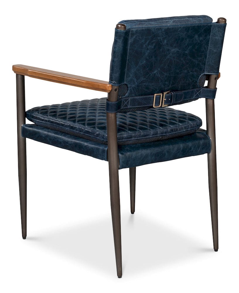 Sarreid Ltd - The Harley Chair, Chateau Blue Leather in Blue - 30621-CTB view 5