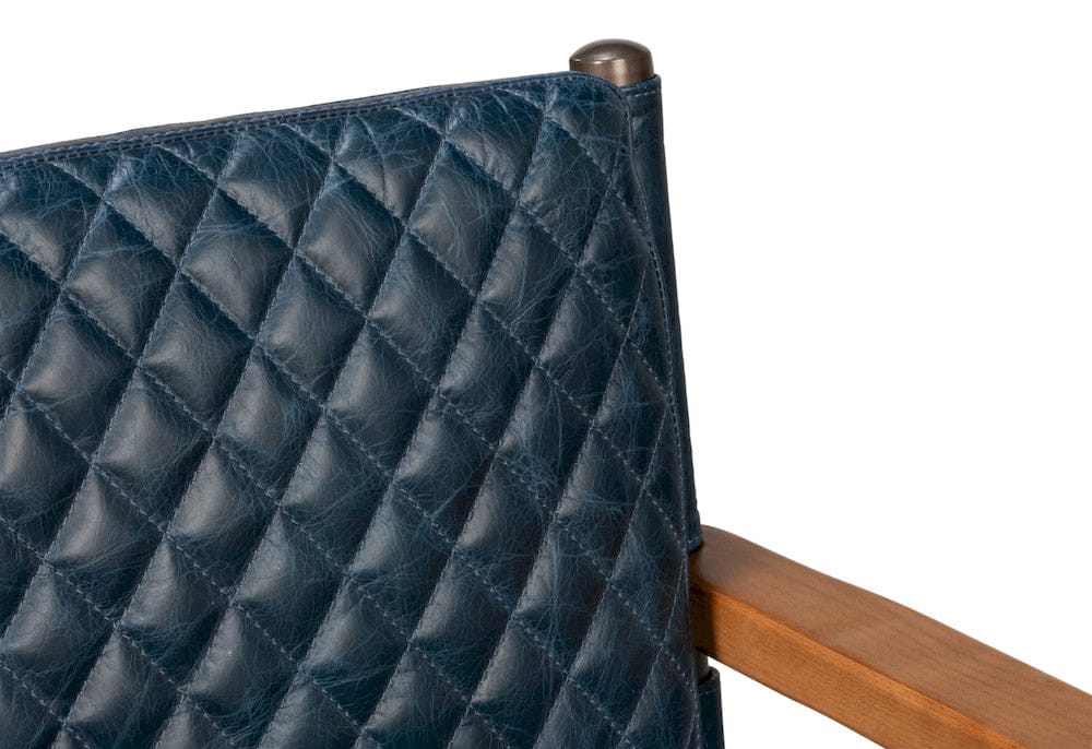 Sarreid Ltd - The Harley Chair, Chateau Blue Leather in Blue - 30621-CTB view 7