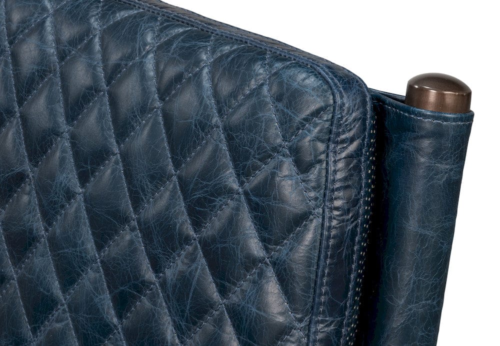 Sarreid Ltd - The Harley Chair, Chateau Blue Leather in Blue - 30621-CTB view 8