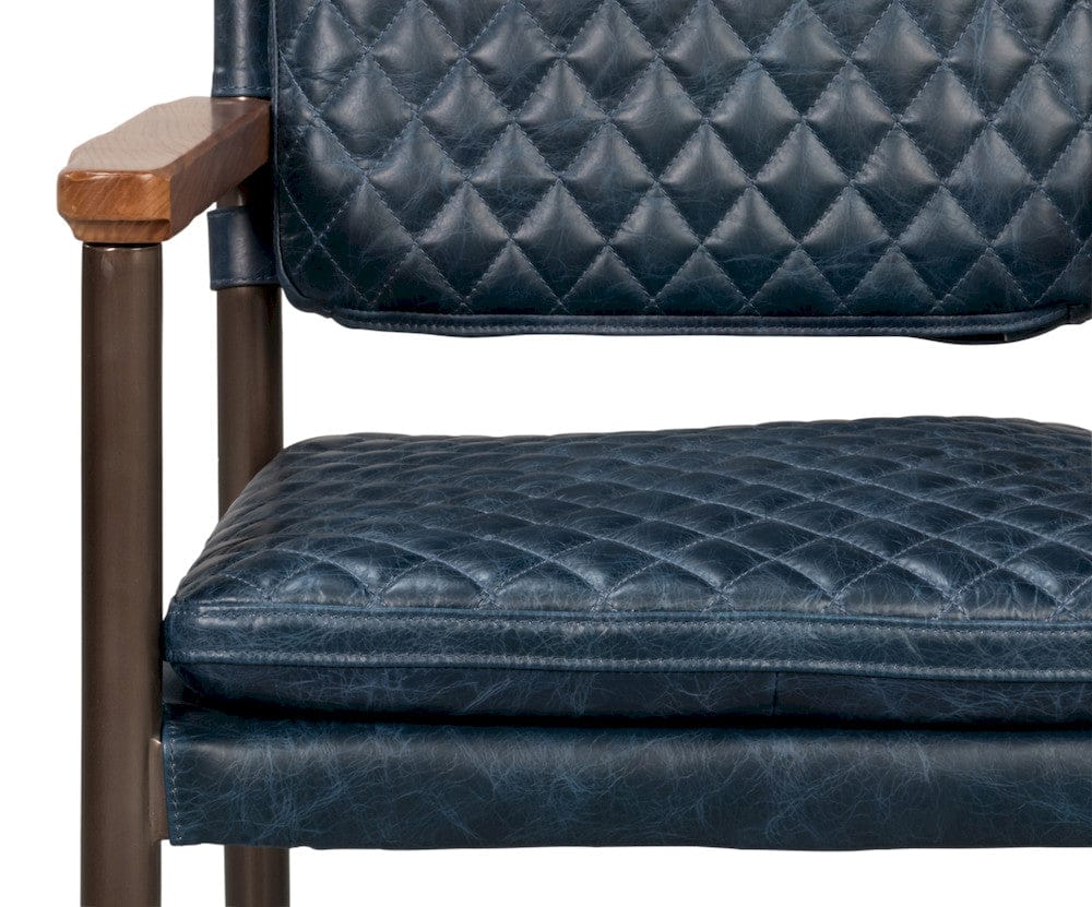 Sarreid Ltd - The Harley Chair, Chateau Blue Leather in Blue - 30621-CTB view 9