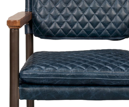 Sarreid Ltd - The Harley Chair, Chateau Blue Leather in Blue - 30621-CTB view 9
