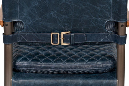 Sarreid Ltd - The Harley Chair, Chateau Blue Leather in Blue - 30621-CTB view 10