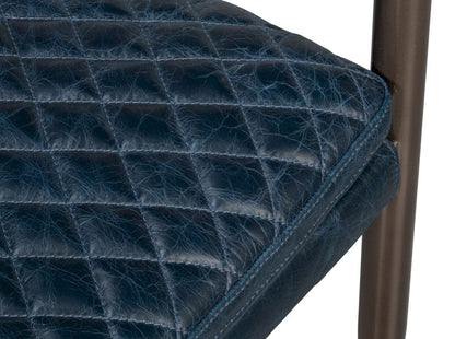 Sarreid Ltd - The Harley Chair, Chateau Blue Leather in Blue - 30621-CTB view 11