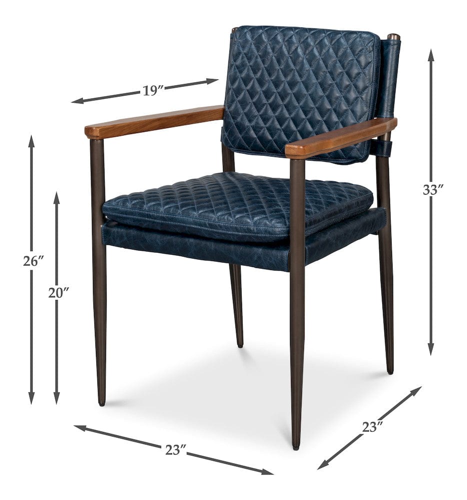 Sarreid Ltd - The Harley Chair, Chateau Blue Leather in Blue - 30621-CTB view 13