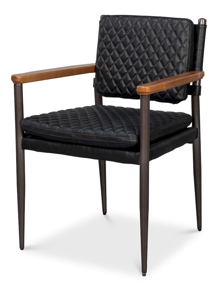Sarreid Ltd - The Harley Chair, Onyx Black Leather in Black - 30621-OB view 1