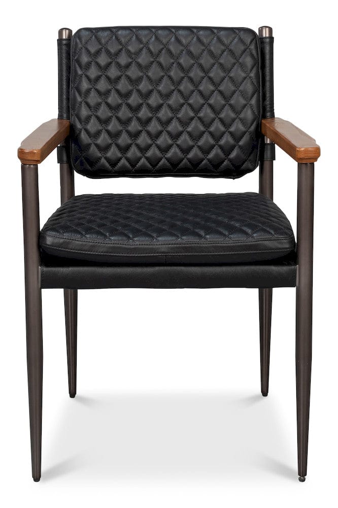Sarreid Ltd - The Harley Chair, Onyx Black Leather in Black - 30621-OB view 2