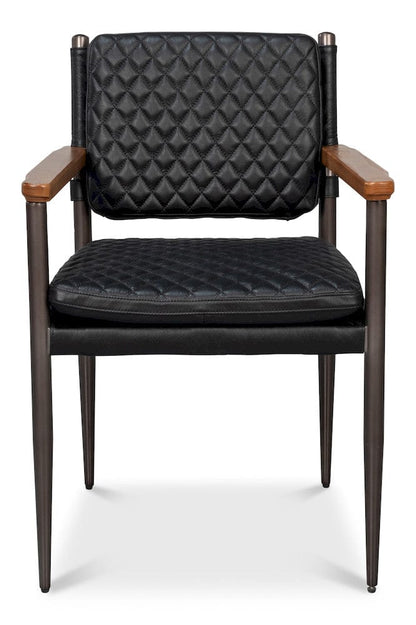 Sarreid Ltd - The Harley Chair, Onyx Black Leather in Black - 30621-OB view 2